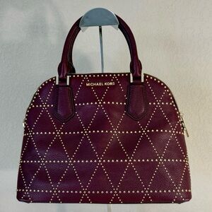 Michael Kors Plum Dome Satchel with Gold Stud Accents
